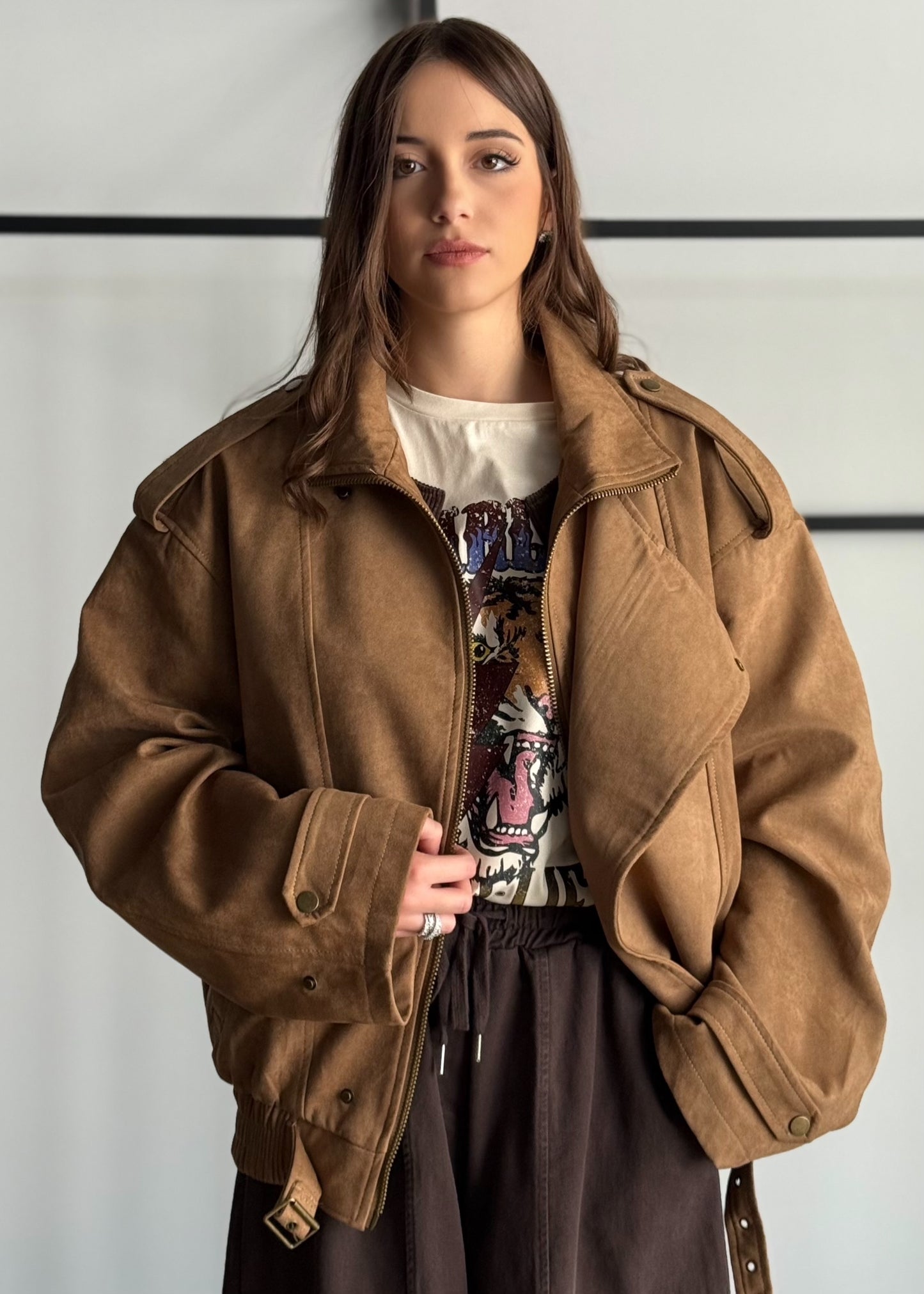 Bomber in suede -KONTATTO