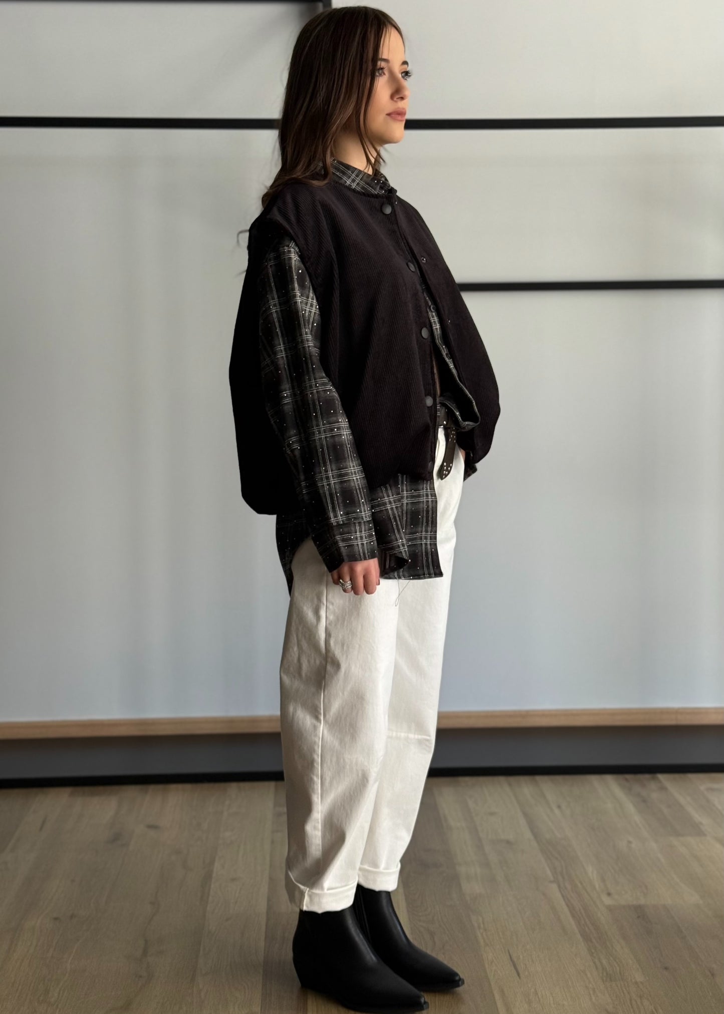 Gilet in velluto a coste con bottoni