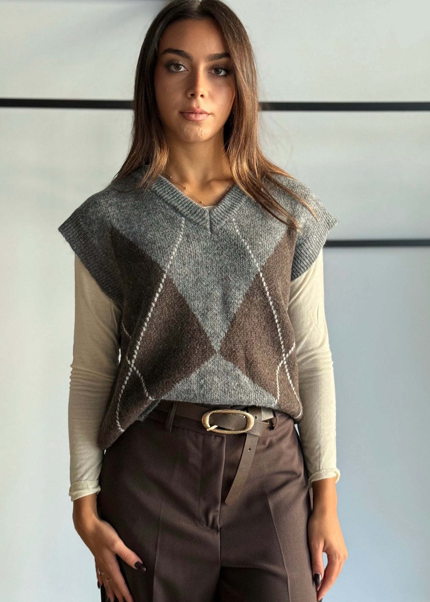 Gilet con stampa a rombi -KONTATTO