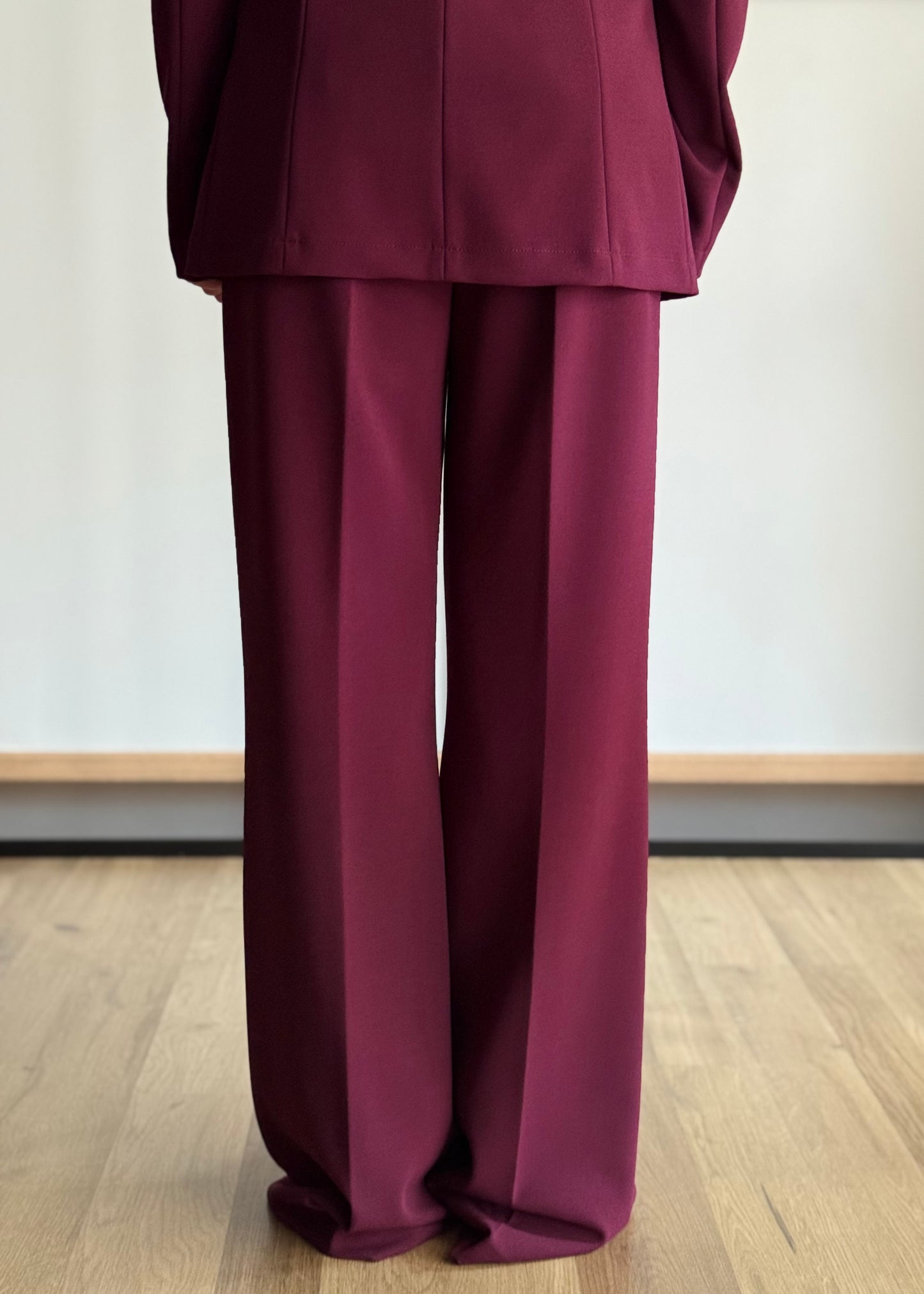 Pantaloni eleganti a zampa bordeaux -ZAHJR