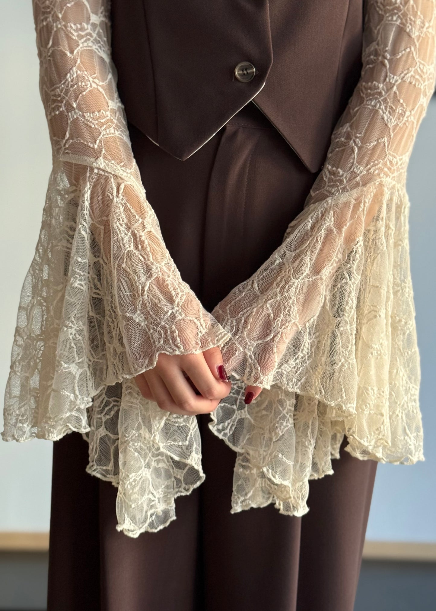 Coordinato gilet e pantalone palazzo in tessuto fluido -PHILIALOFT