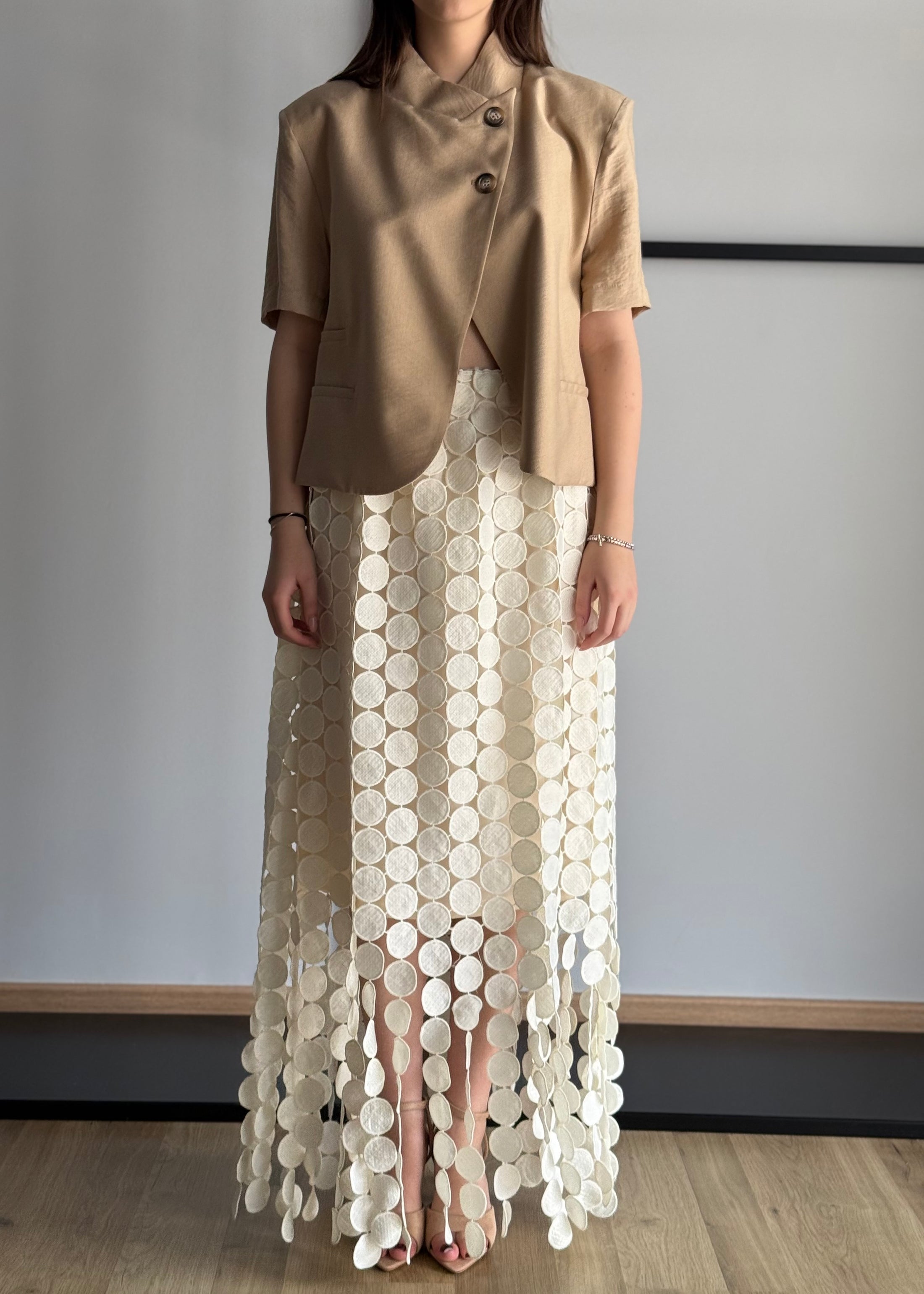 Gonna lunga crochet cerchi panna