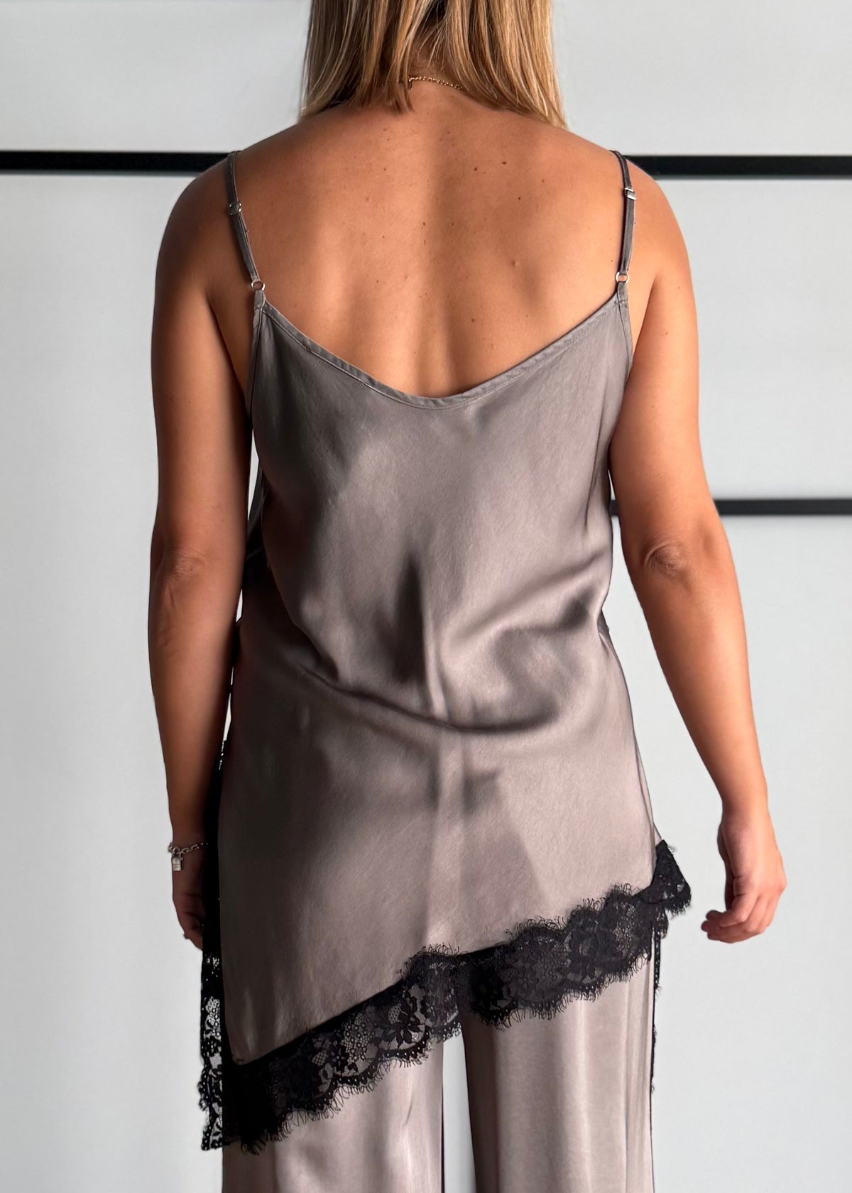 Top lingerie fango con pizzo a contrasto - ZAHJR