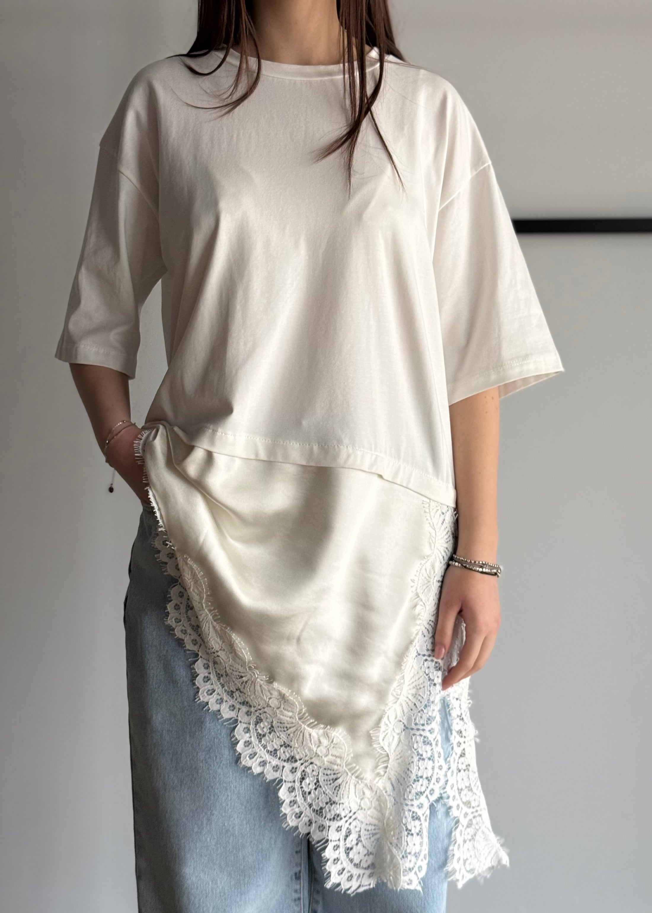 T-shirt THEVICE con dettaglio pizzo