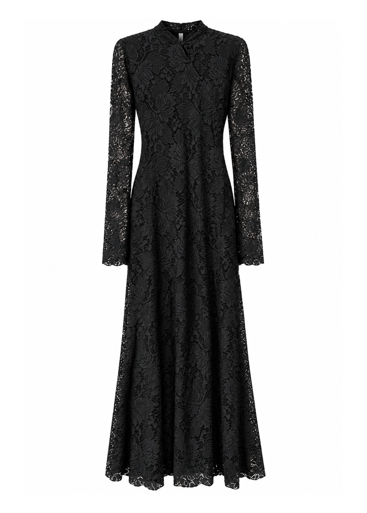 Vestito lungo in pizzo nero - KONTATTO