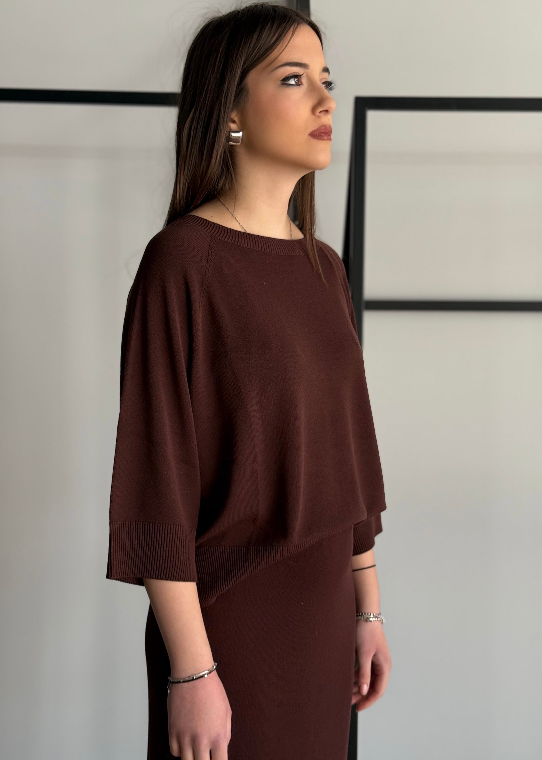 Maglia KONTATTO manica 3/4 cioccolato