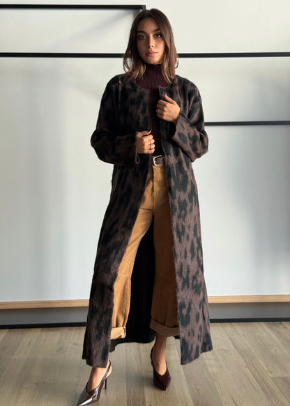 Cardigan lungo animalier -KONTATTO
