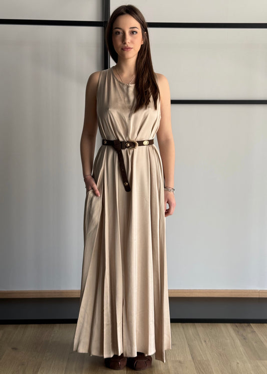 Abito lungo ZAHJR in satin avena