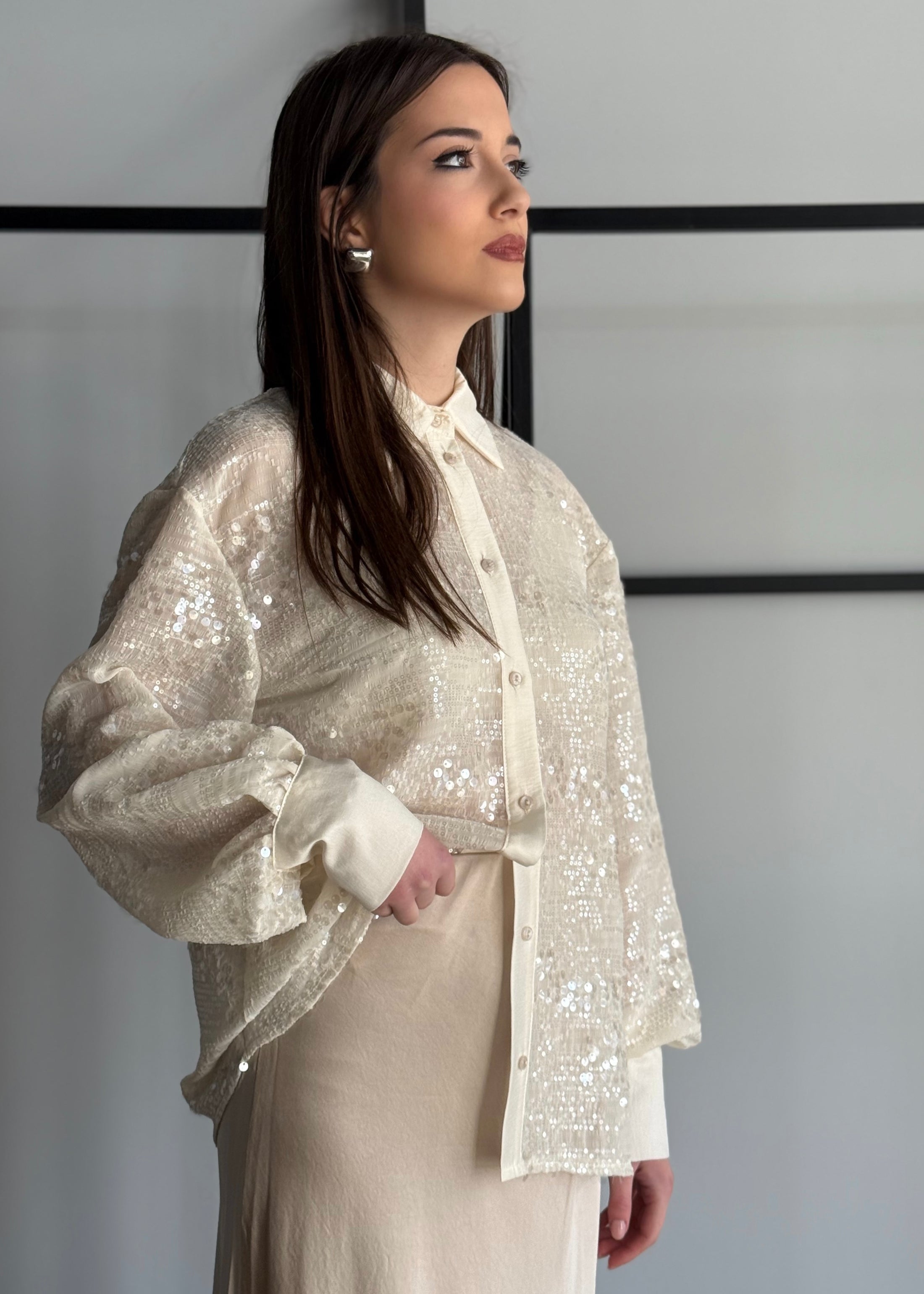 Camicia ZAHJR con paillettes latte