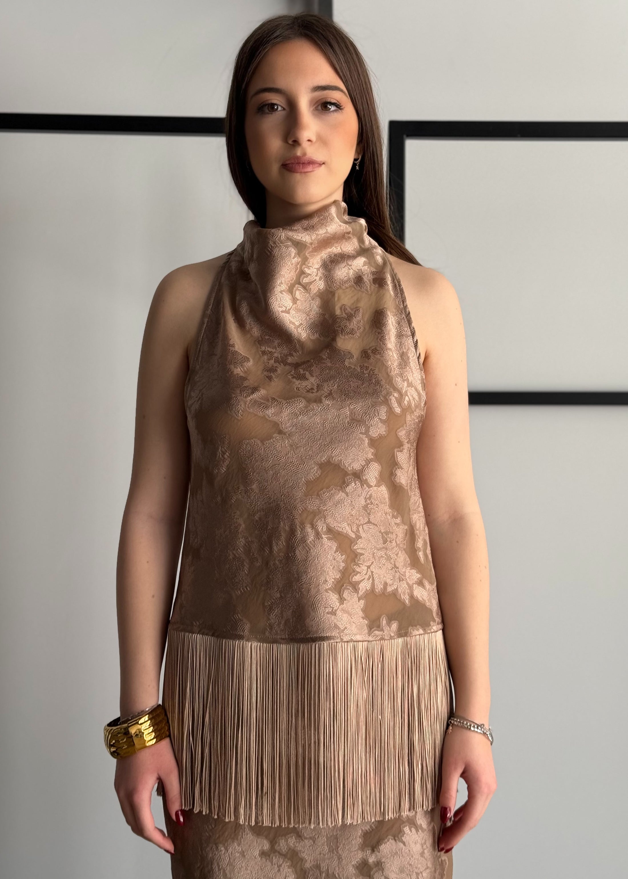 Top jacquard PHILIALOFT con frange