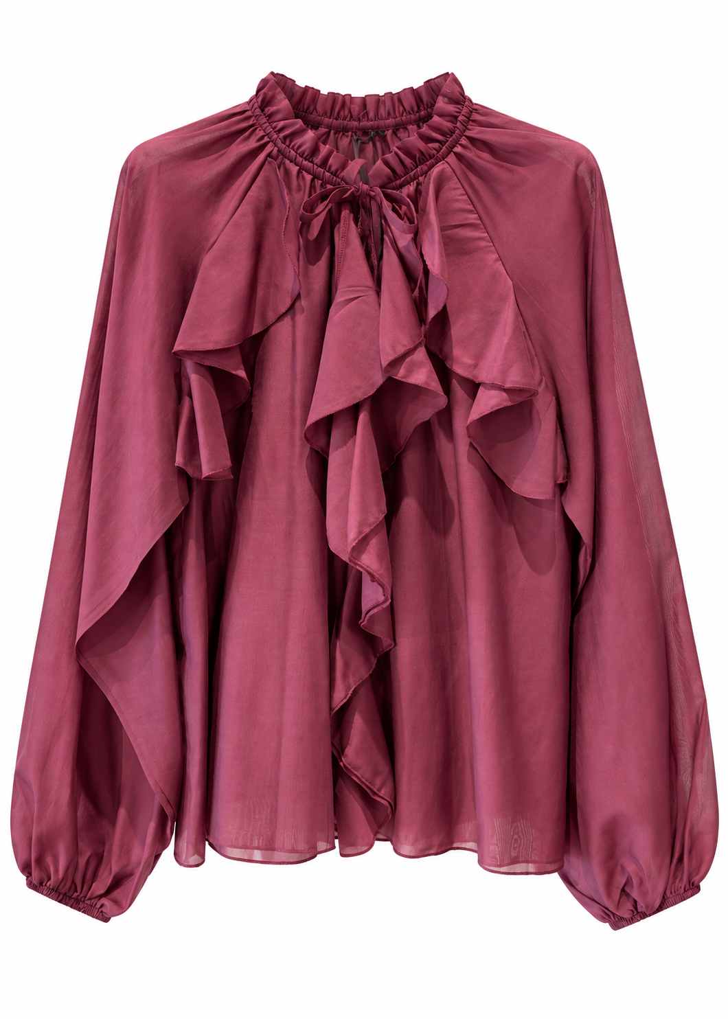 Blusa con volant vino - PHILIALOFT