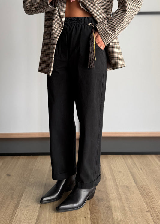 Pantalone nero relax con charm - PHILIALOFT
