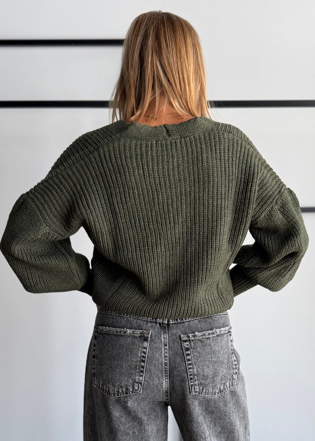Cardigan chunky militare con tasche - ZAHJR