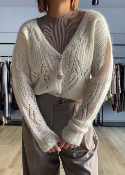 Cardigan con bottoni gioiello