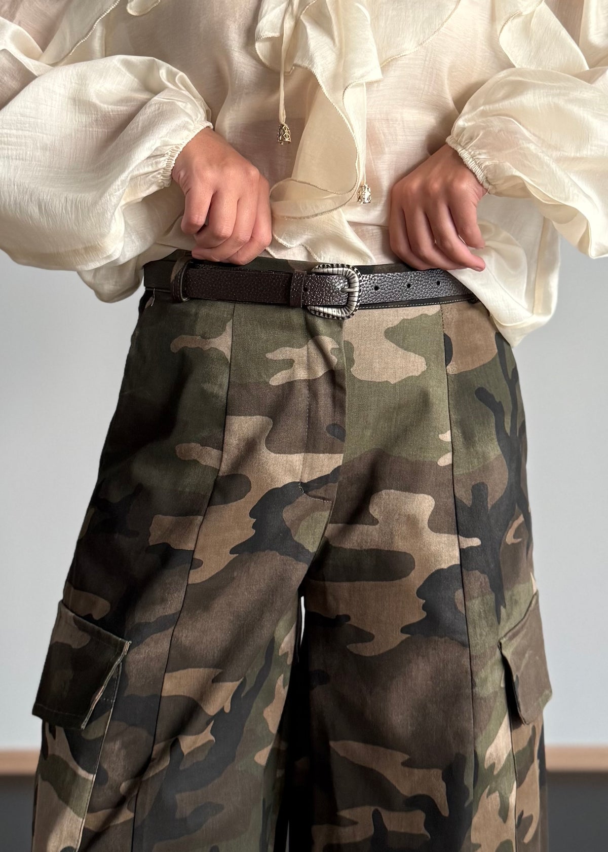 Pantalone cargo camouflage con cintura - PHILIALOFT