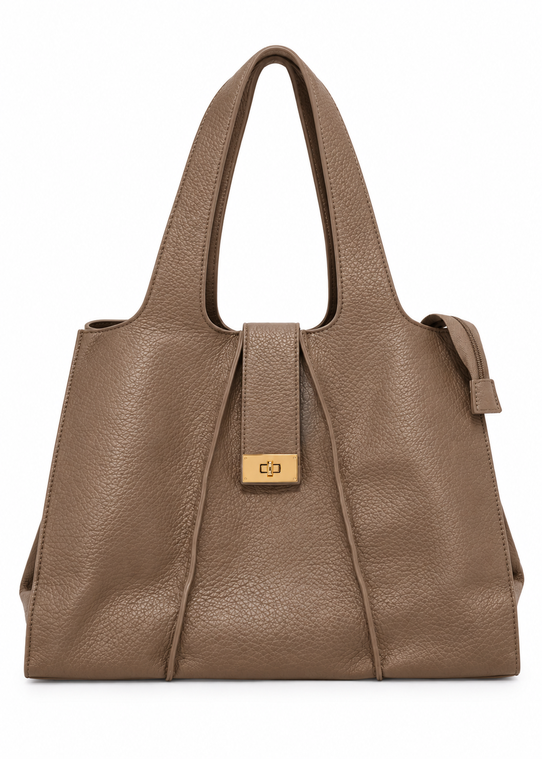 Borsa shopper taupe con chiusura turn lock