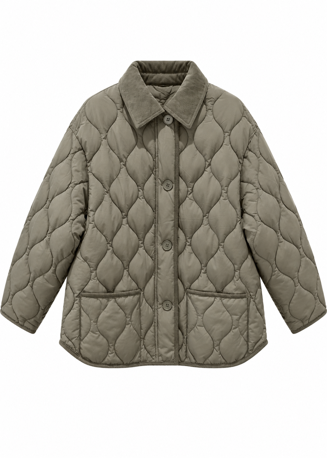 Giacca COZY militare trapuntata con colletto in velluto
