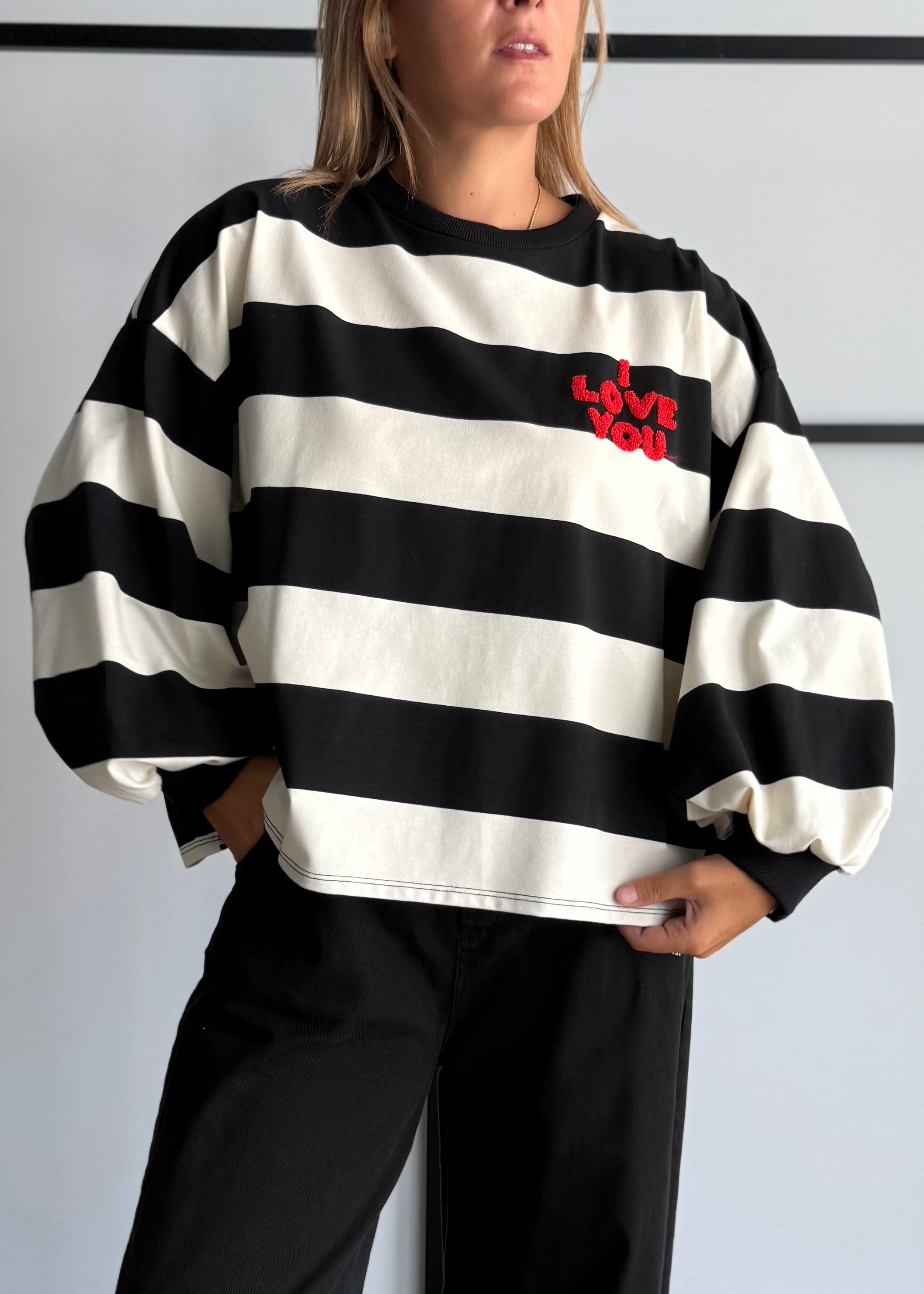 T-shirt manica lunga rigata - ZAHJR