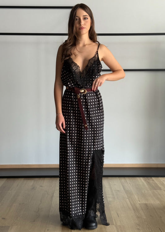 Abito sottoveste a pois con pizzo
