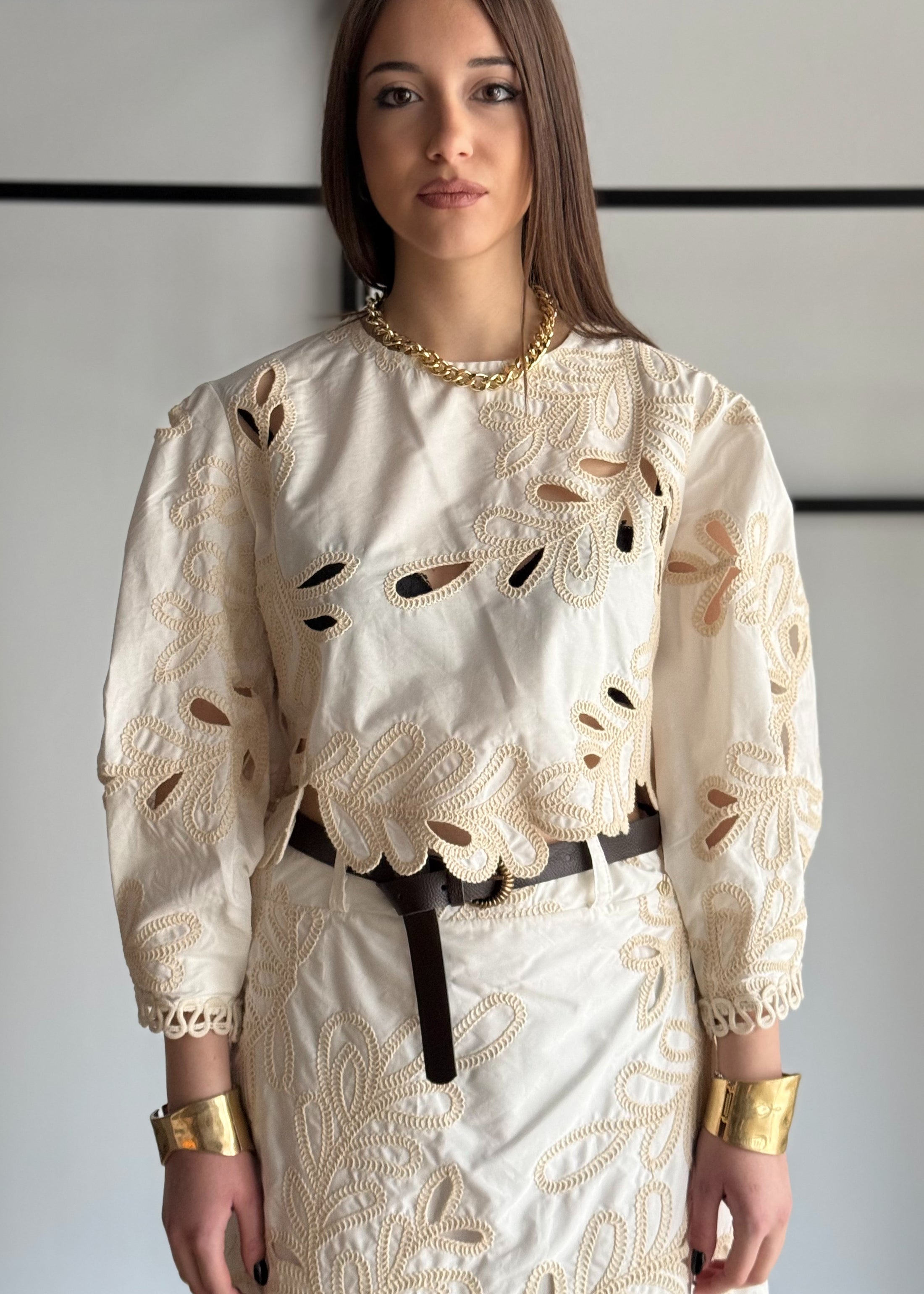 Camicia cropped PHILIALOFT ricamata