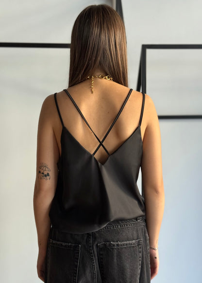 Top in raso con pizzo -ZAHJR
