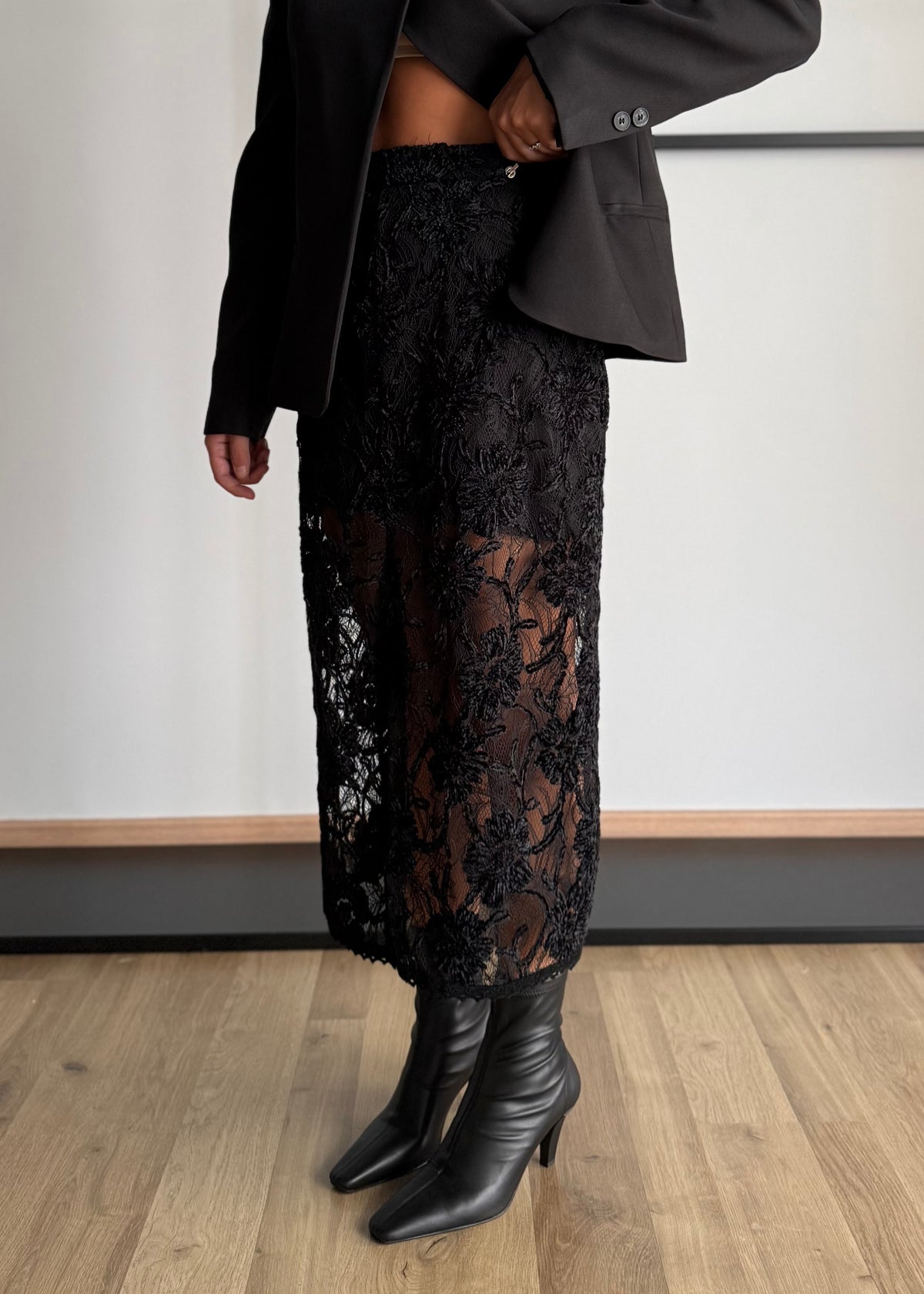 Gonna midi in pizzo ricamato - PHILIALOFT