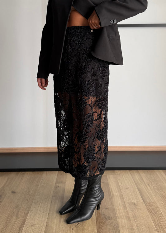 Gonna midi in pizzo ricamato - PHILIALOFT