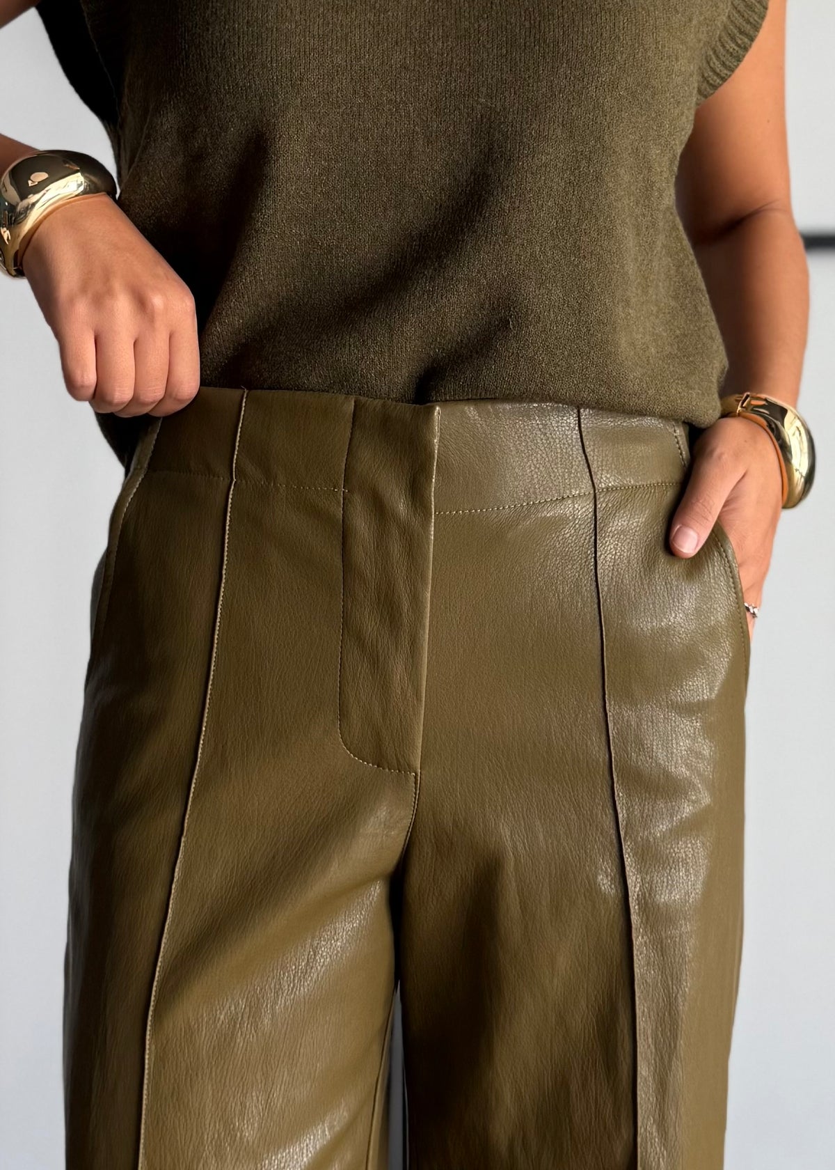 Pantalone wide leg effetto pelle olio - ZAHJR