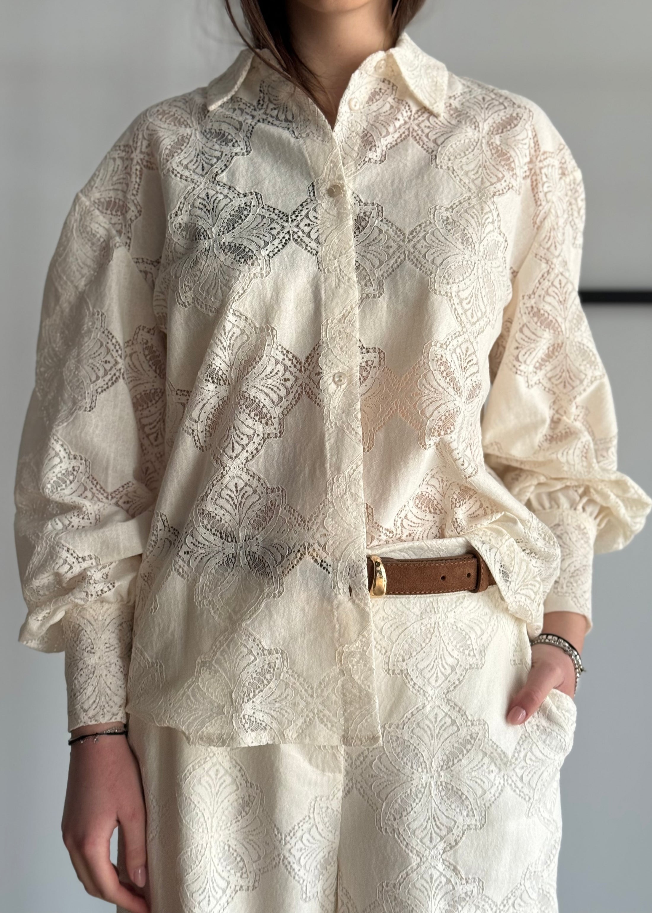 Camicia ZAHJR in pizzo ricamato