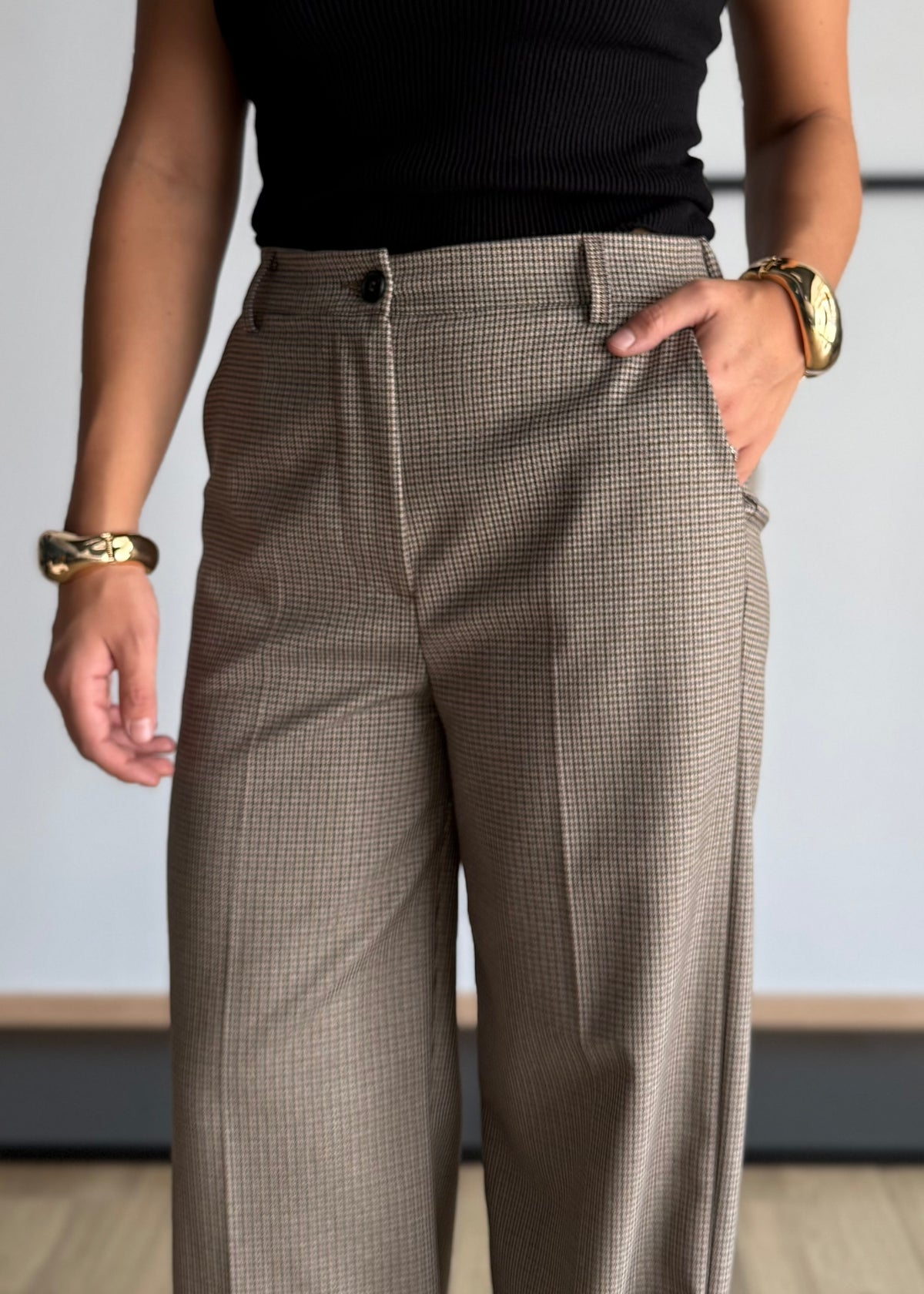 Pantalone palazzo in micro check - ZAHJR