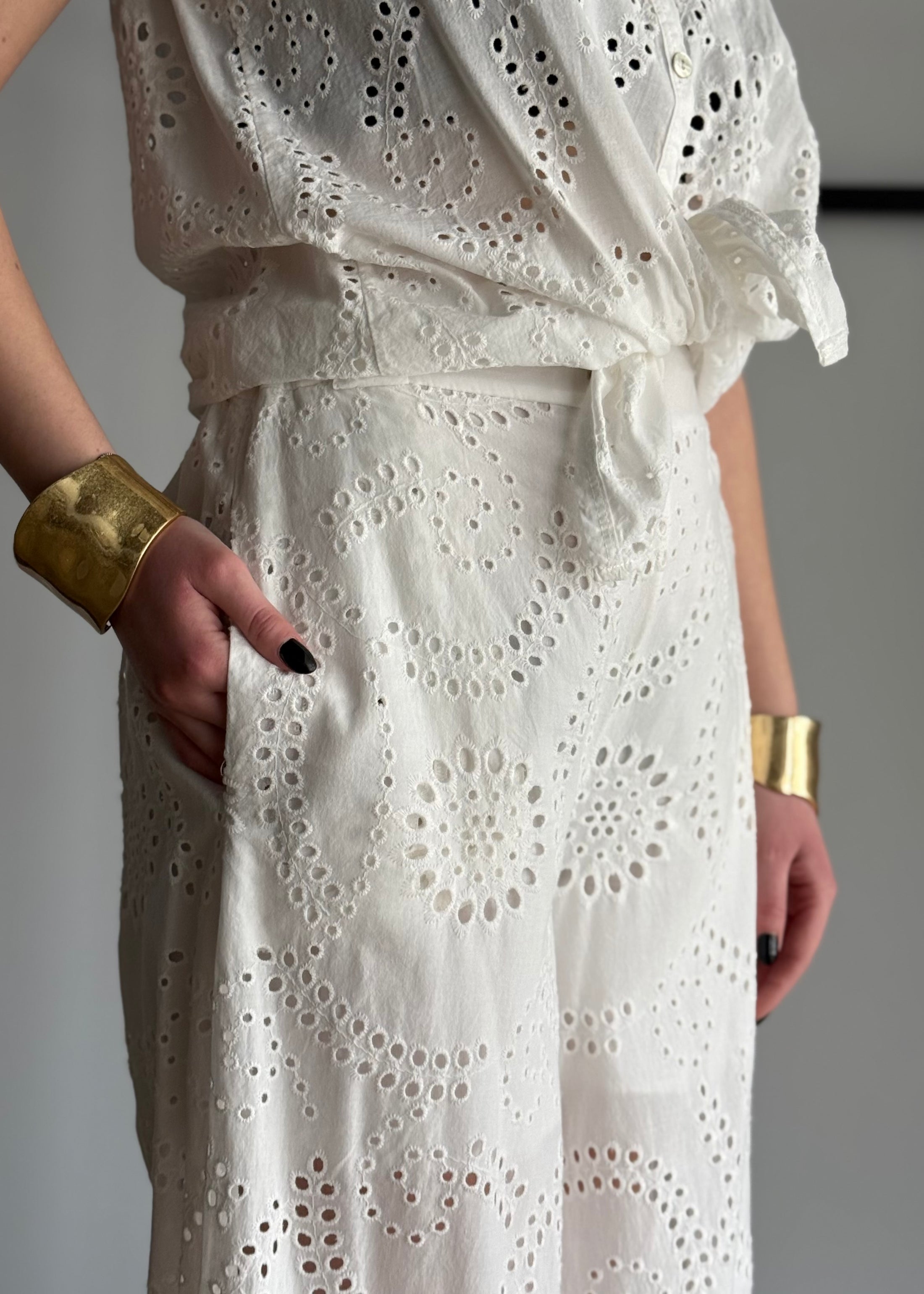 Pantalone ZAHJR in sangallo bianco