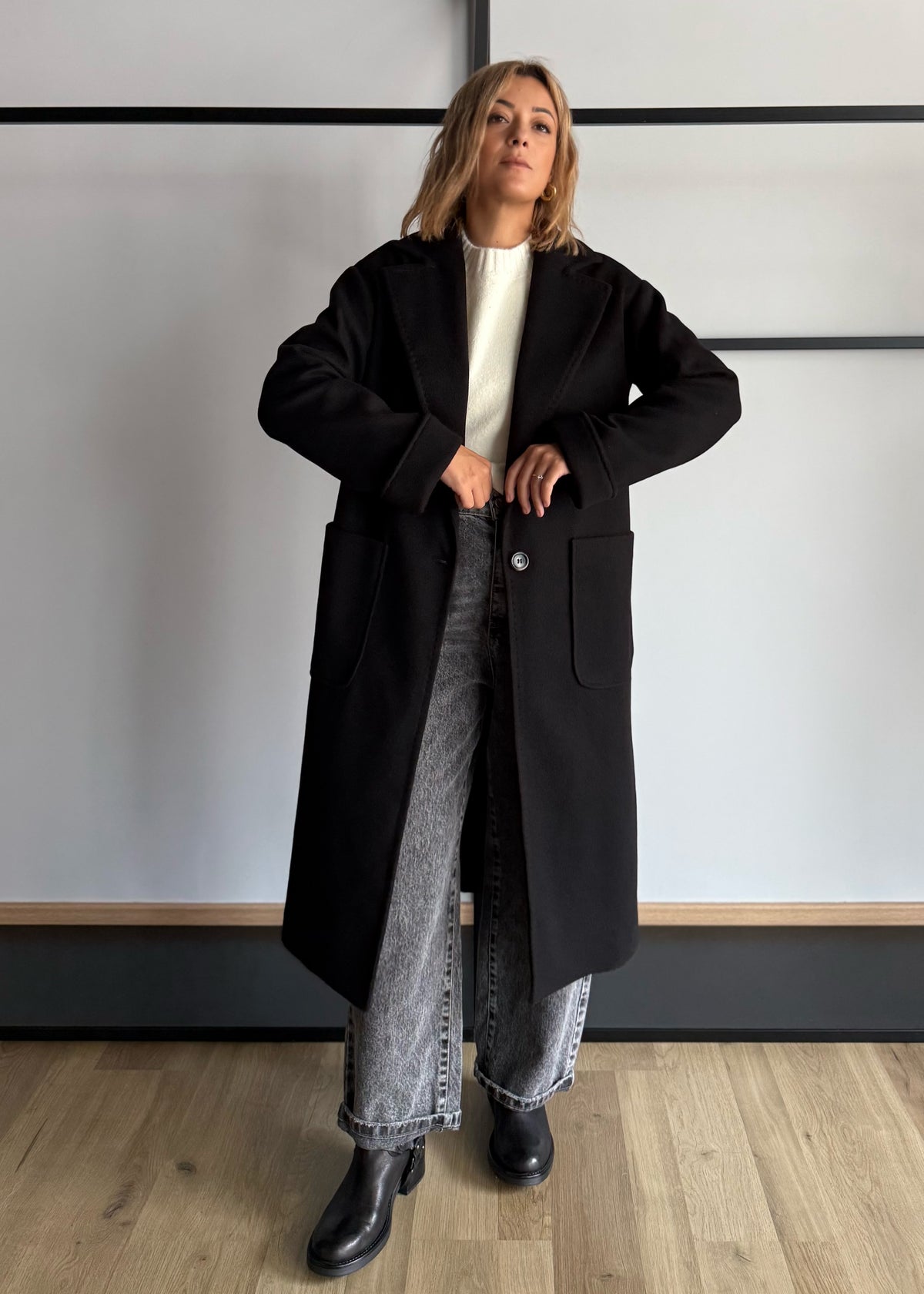 Cappotto lungo monopetto con maxi tasche - ZAHJR