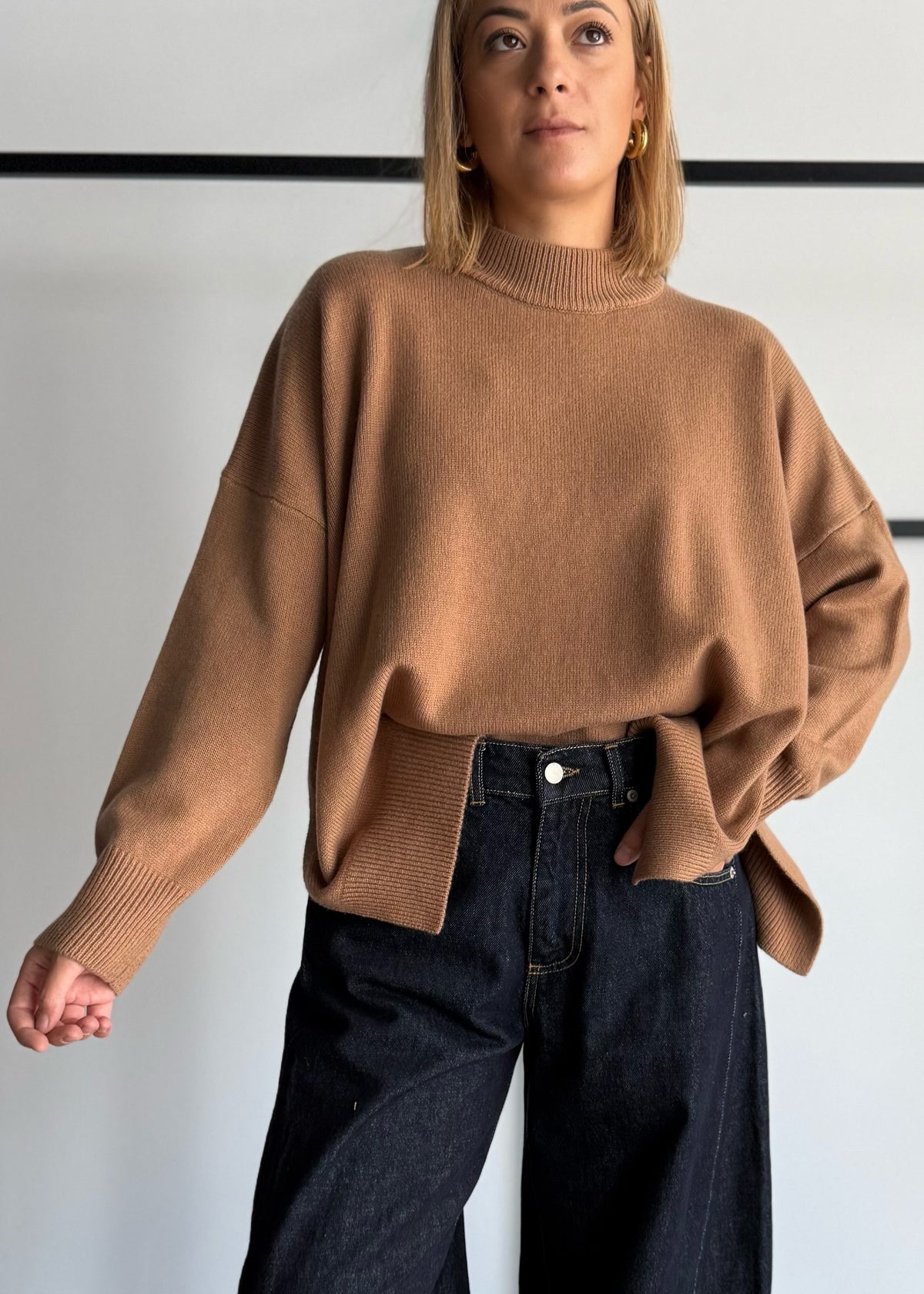 Maglia over cammello spacchi laterali - PHILIALOFT