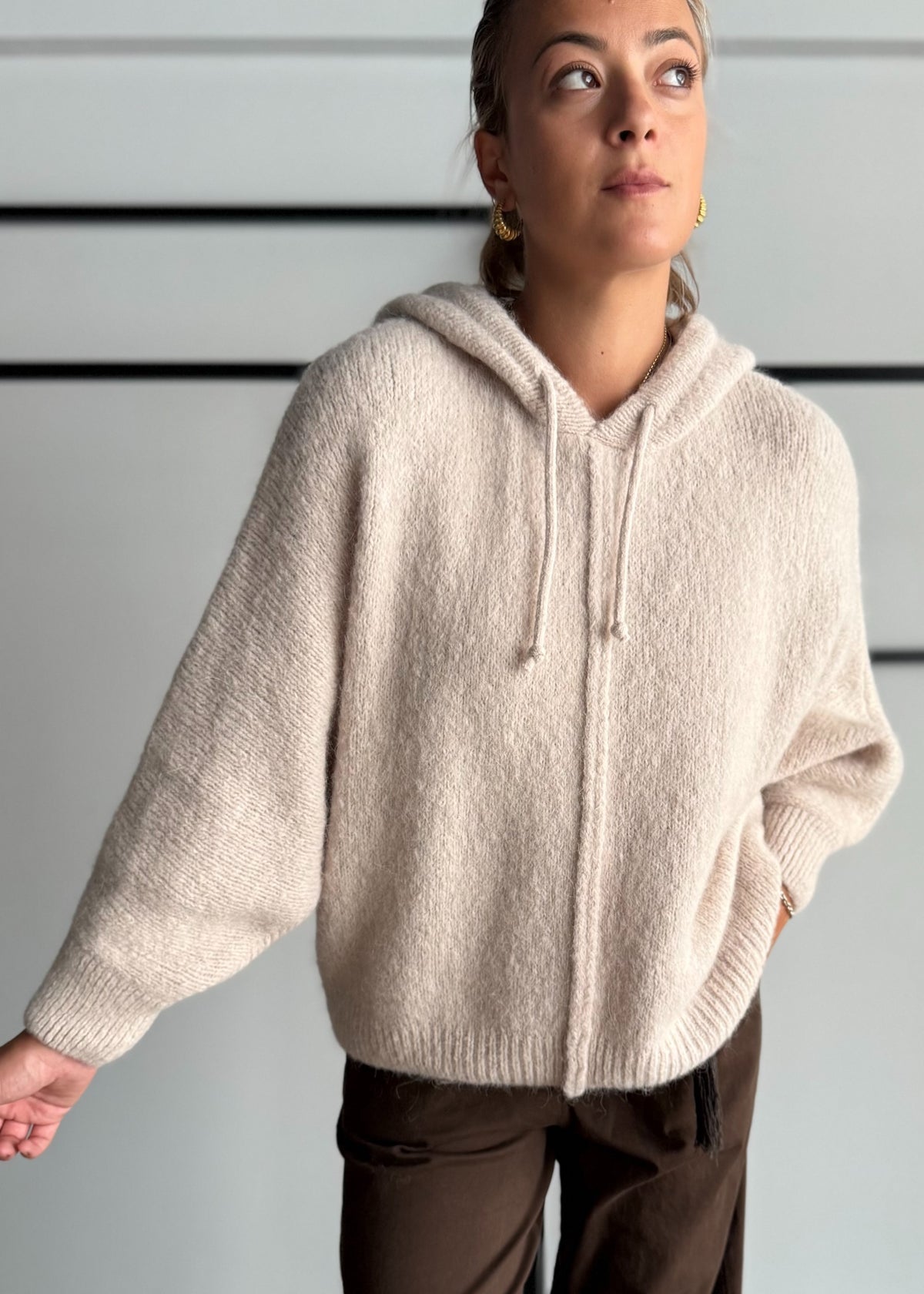 Maglia over panna con cappuccio - PHILIALOFT