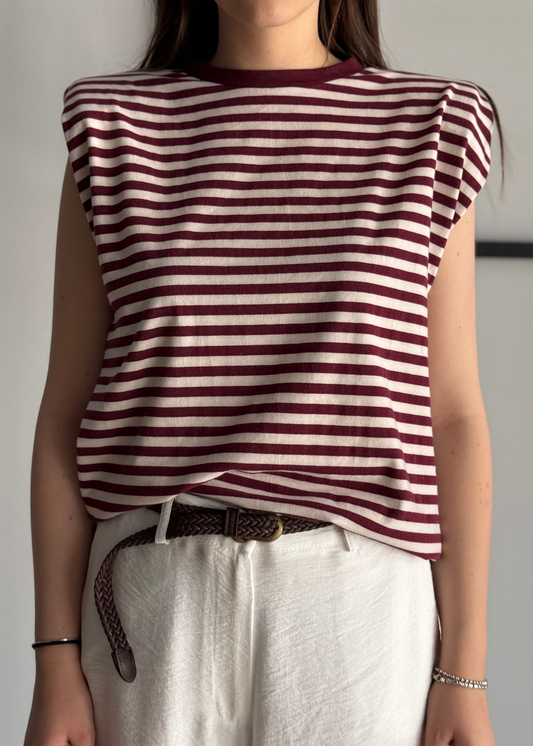 T-shirt PHILIALOFT rigata india con spalline strutturate
