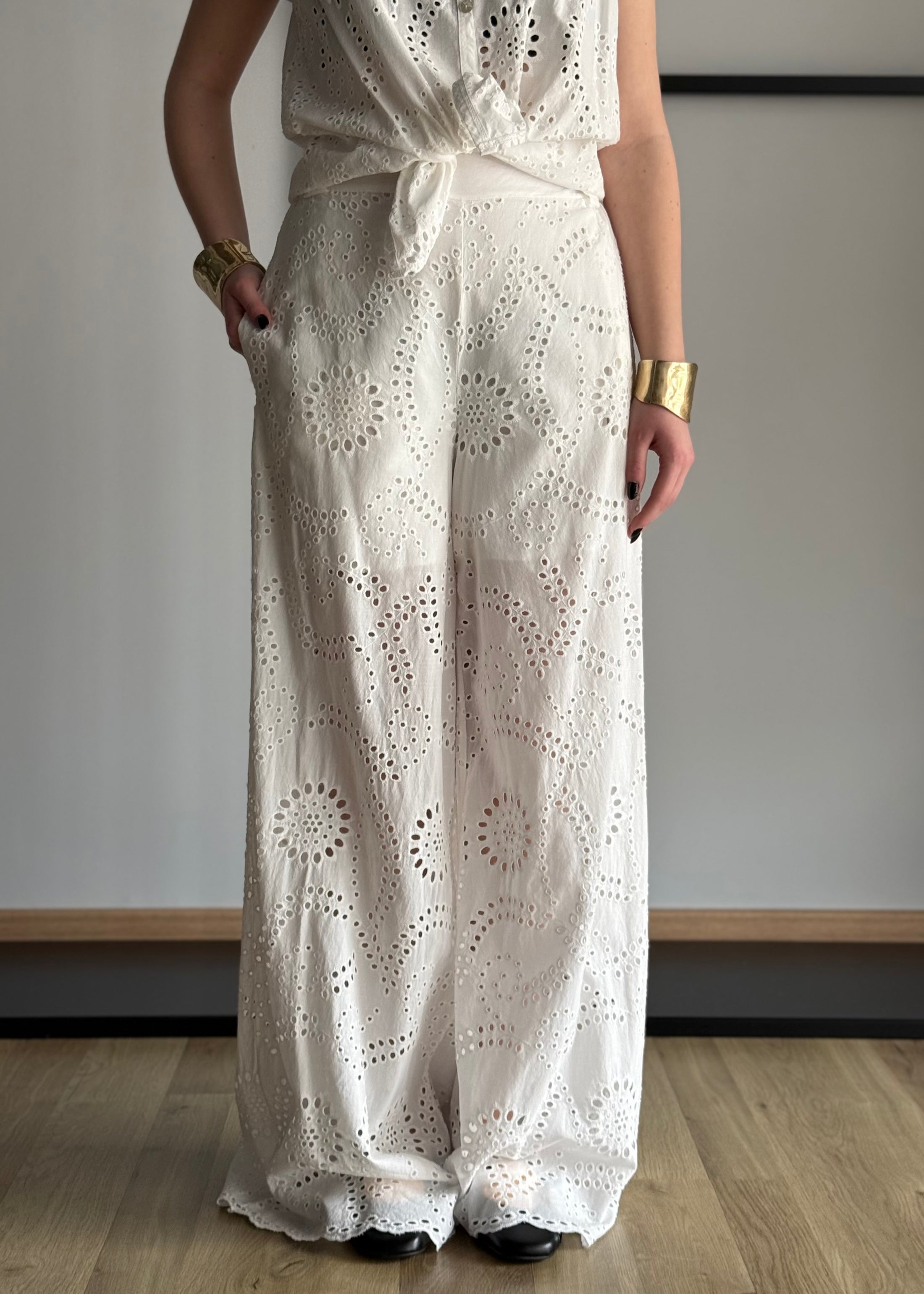 Pantalone ZAHJR in sangallo bianco