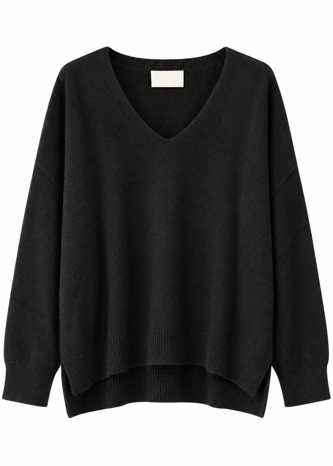 Maglia over scollo V nero - ZAHJR
