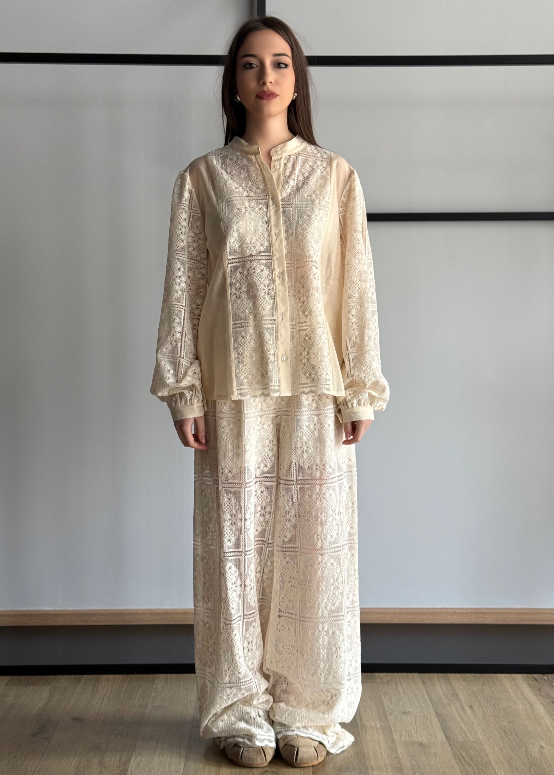 Camicia ZAHJR in pizzo ricamata