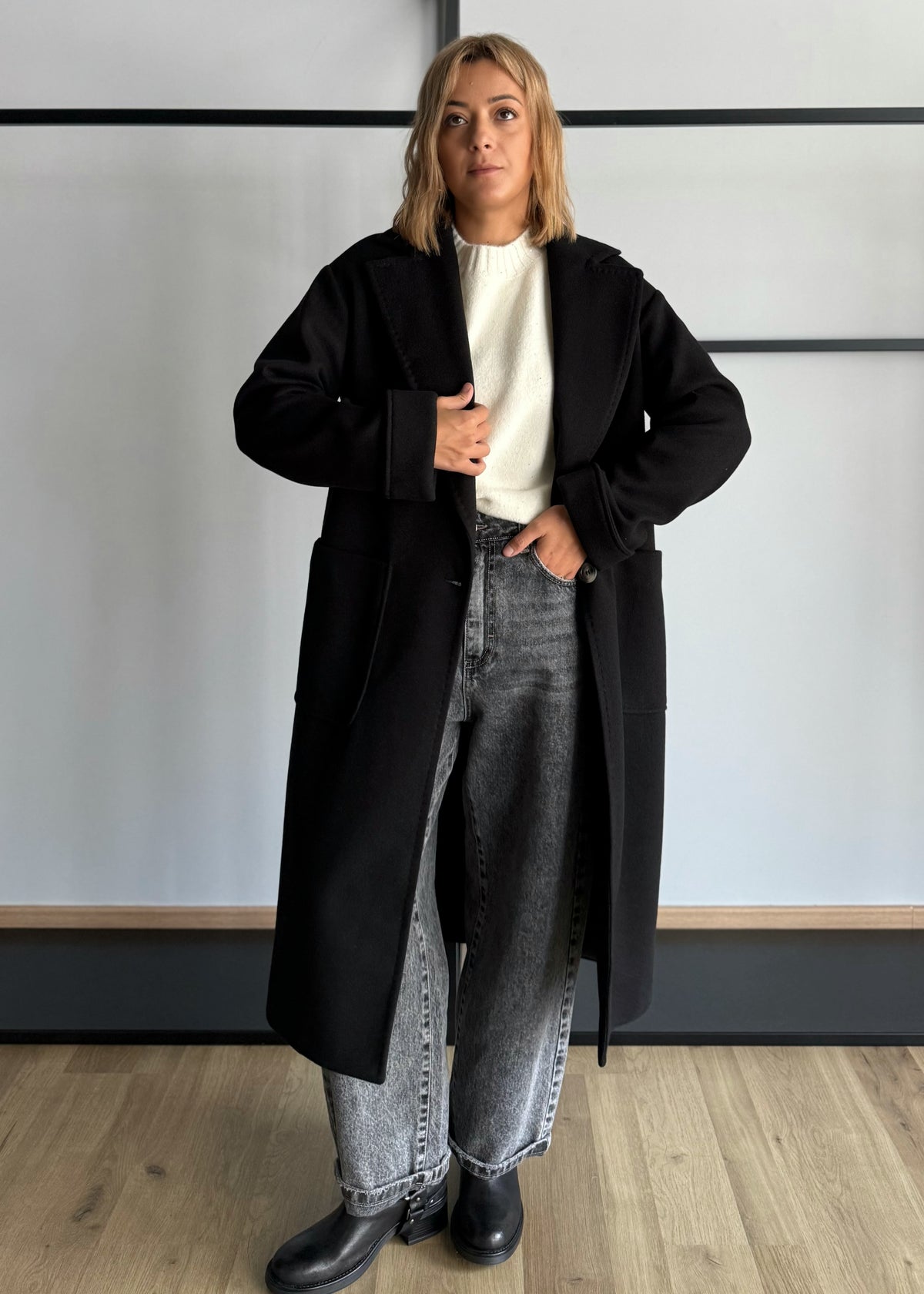 Cappotto lungo monopetto con maxi tasche - ZAHJR