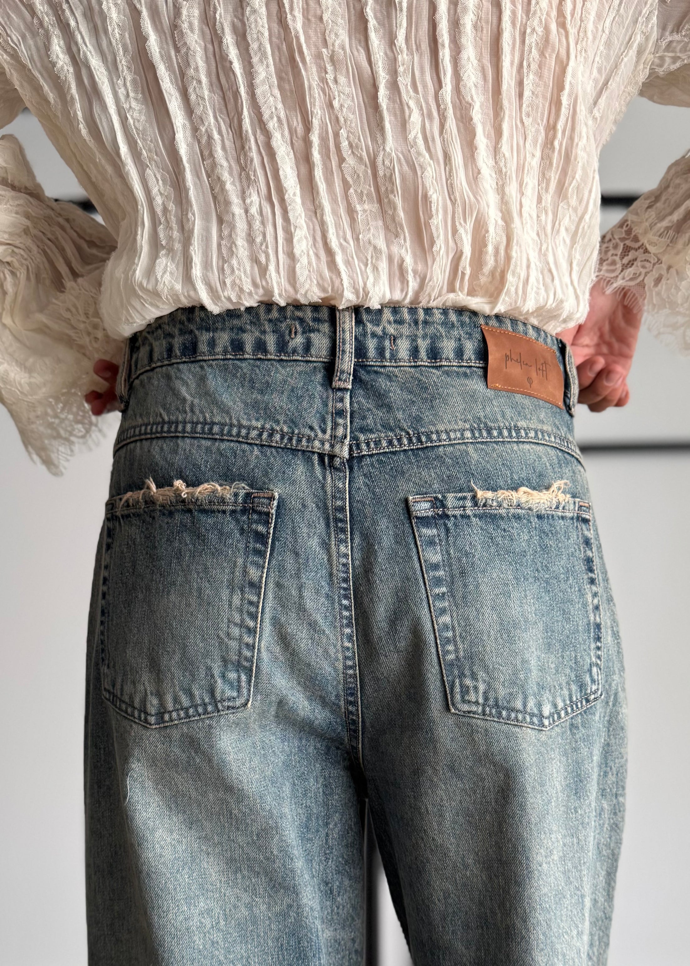 Jeans wide leg con dettagli sfrangiati - PHILIALOFT