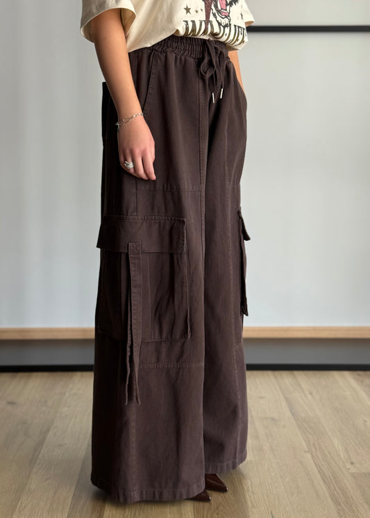 Pantaloni cargo wide leg con tasconi -KONTATTO