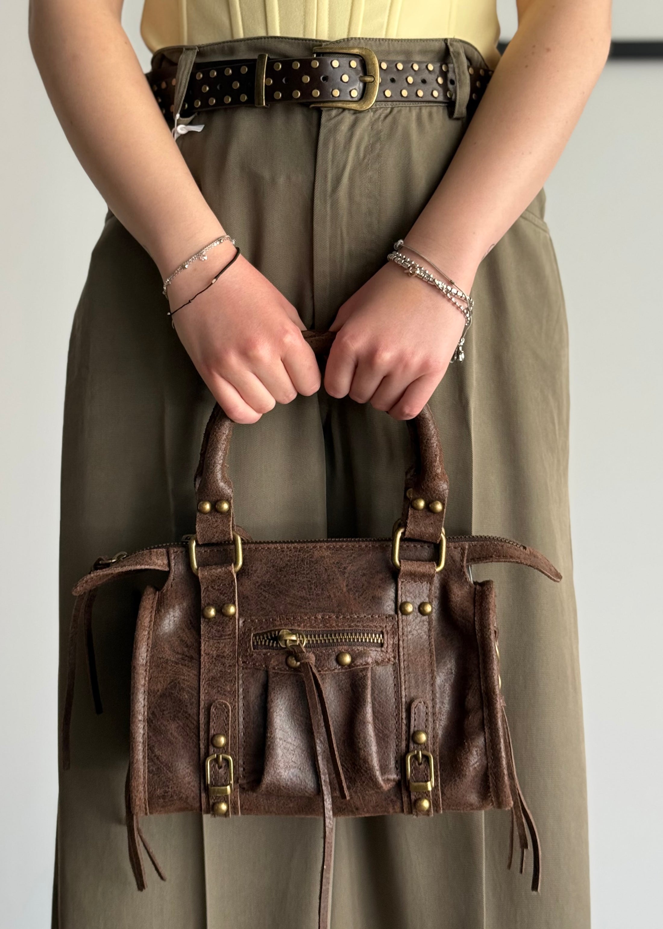 Borsa THEVICE in pelle scamosciata moro
