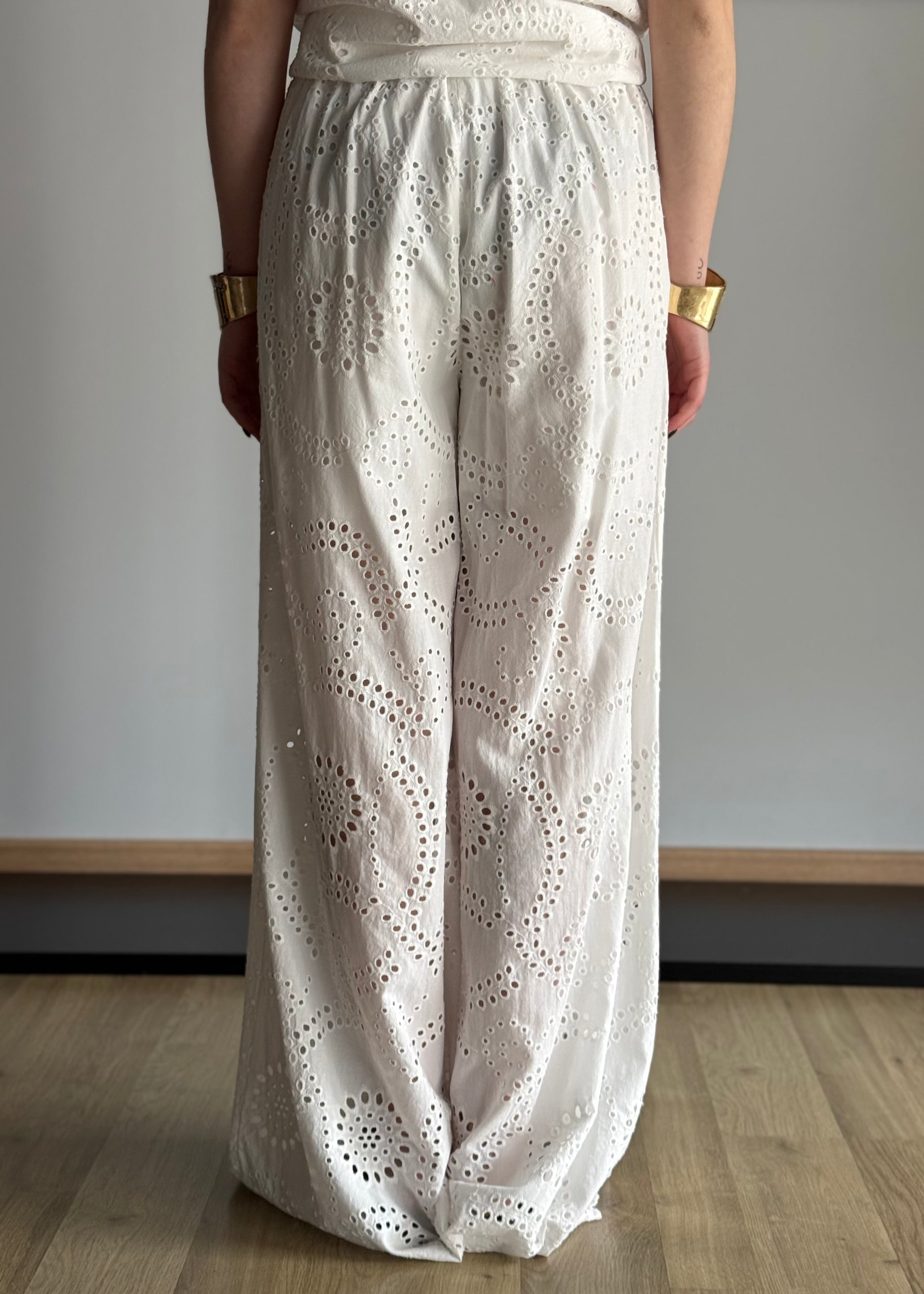 Pantalone ZAHJR in sangallo bianco
