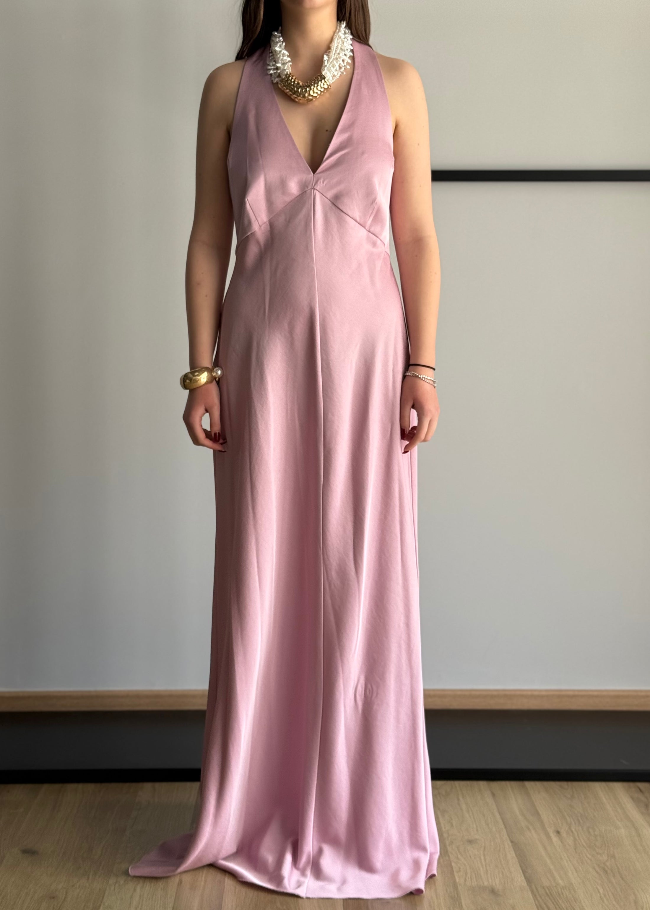 Abito lungo KONTATTO rosa con scollo schiena