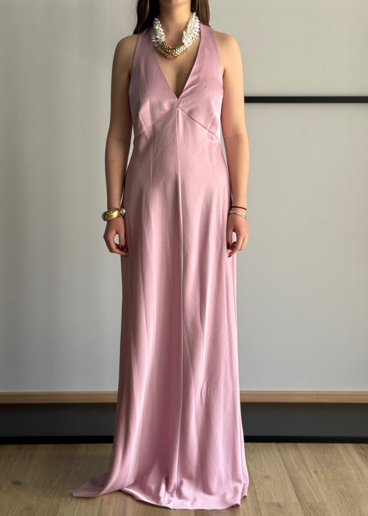 Abito lungo KONTATTO rosa con scollo schiena