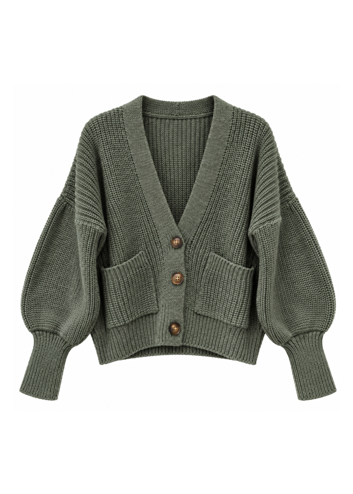 Cardigan chunky militare con tasche - ZAHJR