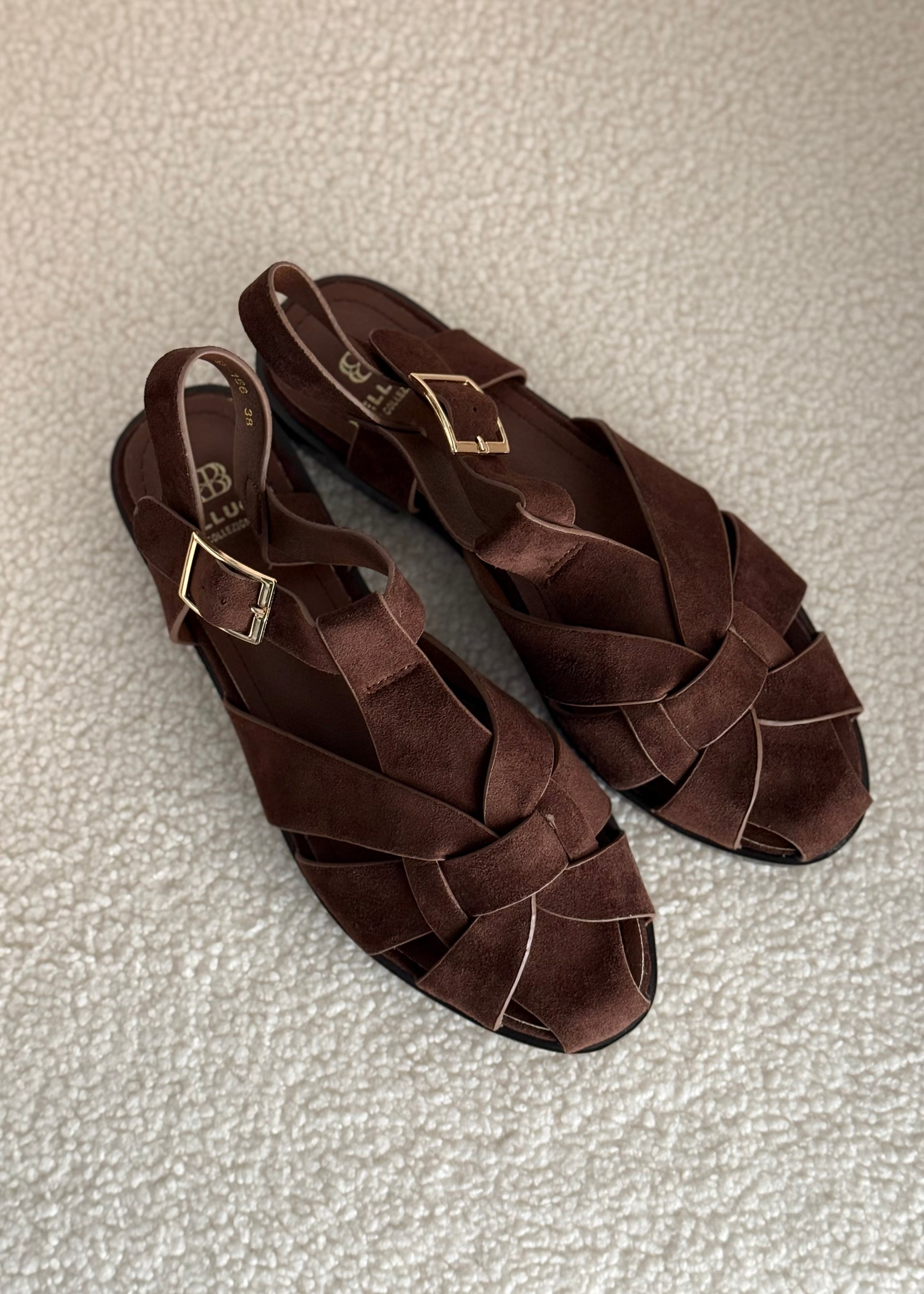 Sandali flat THEVICE intrecciati moro