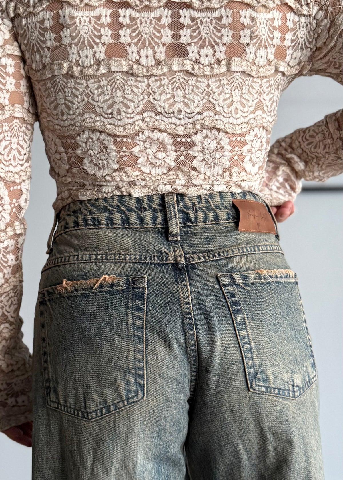 Jeans wide leg vintage wash - PHILIALOFT