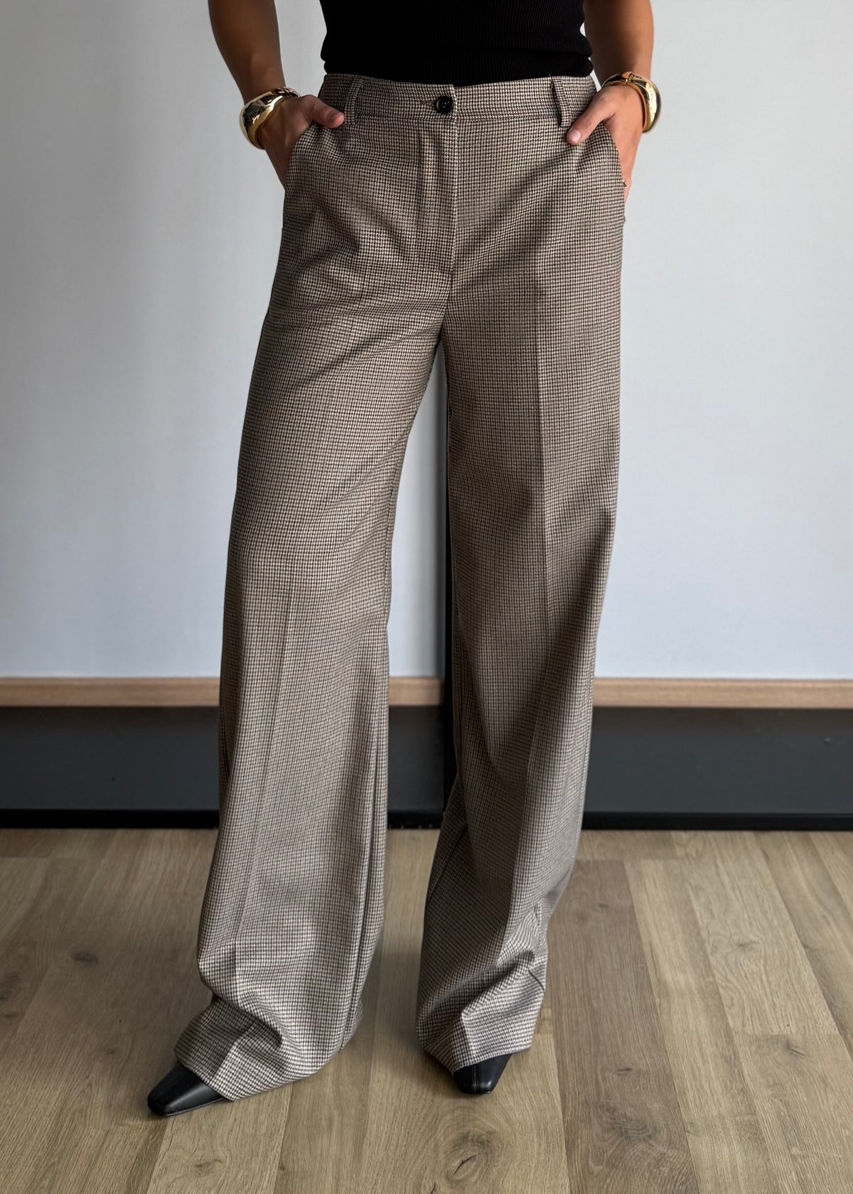 Pantalone palazzo in micro check - ZAHJR