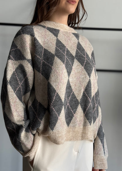 Maglia girogola con stampa a rombi -KONTATTO